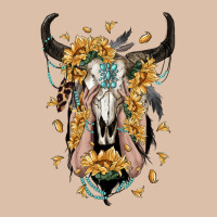 Sunflower Boho Bull Skull With Hands Urban Heavy Tee | Teevron