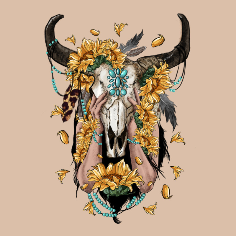 Sunflower Boho Bull Skull With Hands Urban Heavy Tee by RanaPortraitStore | Teevron