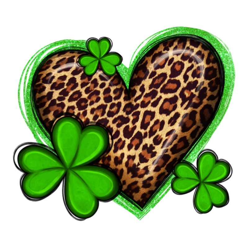 St Patricks Day Leopard Heart With Shamrocks Heavyweight Hoodie by Artiststas | Teevron