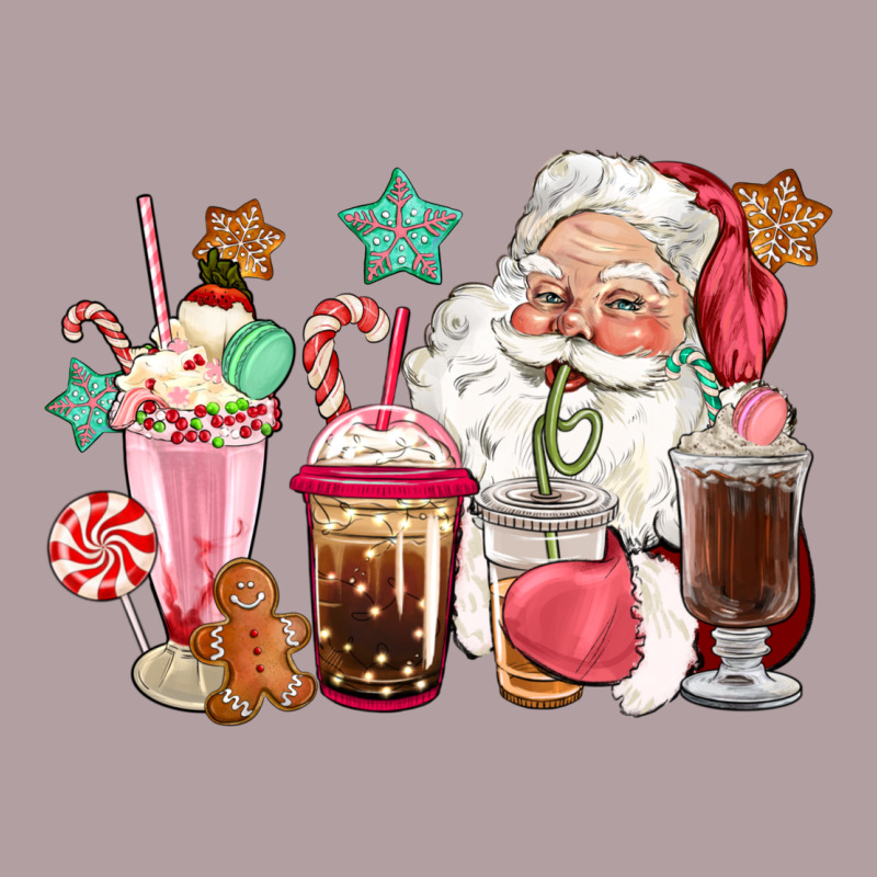 Pink Santa Christmas Santa Coffe Cups Vintage Hoodie by CowGirlArtShop | Teevron