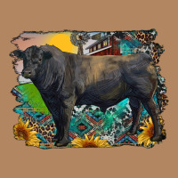 Black Angus Bull With Aztec And Farm Background Long Sleeve Tee | Teevron