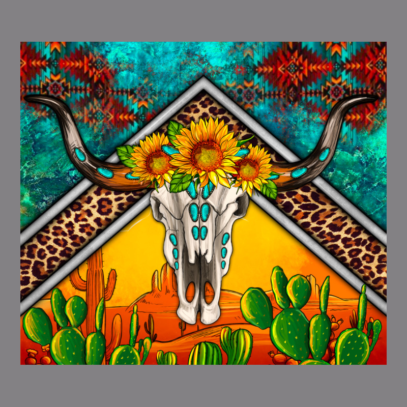 Western Sunflowers Longhorn Bull Skull Heavyweight Hoodie by Artiststas | Teevron