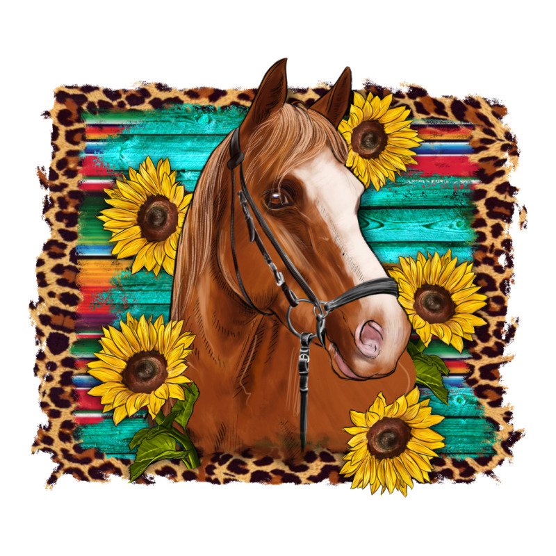 Horse Sunflowers Turquoise Wooden Serape Leopard Premium Sweatshirt by Artiststas | Teevron