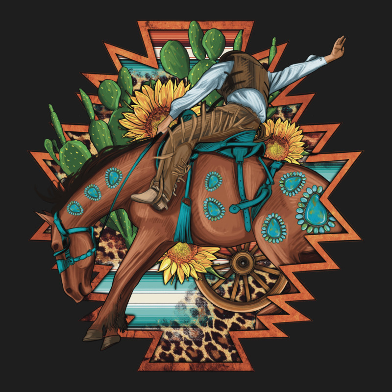 Bucking Bronco Aztec Shape Background Heavyweight Hoodie by Artiststas | Teevron