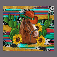Western Horse Cowboy Hat Cactus Sunflowers Glitter Cowhide Serape Turq Premium Sweatshirt | Teevron