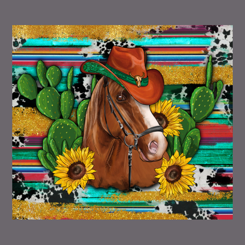Western Horse Cowboy Hat Cactus Sunflowers Glitter Cowhide Serape Turq Premium Sweatshirt by Artiststas | Teevron