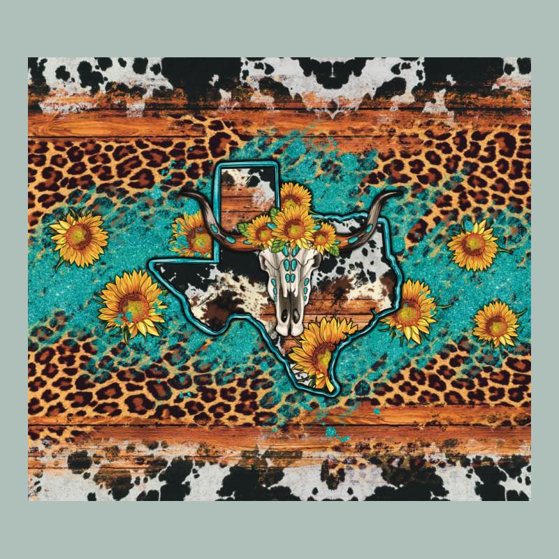 Bull Skull Texas Map Sunflower Leopard Cowhide Heavyweight Hoodie by Artiststas | Teevron