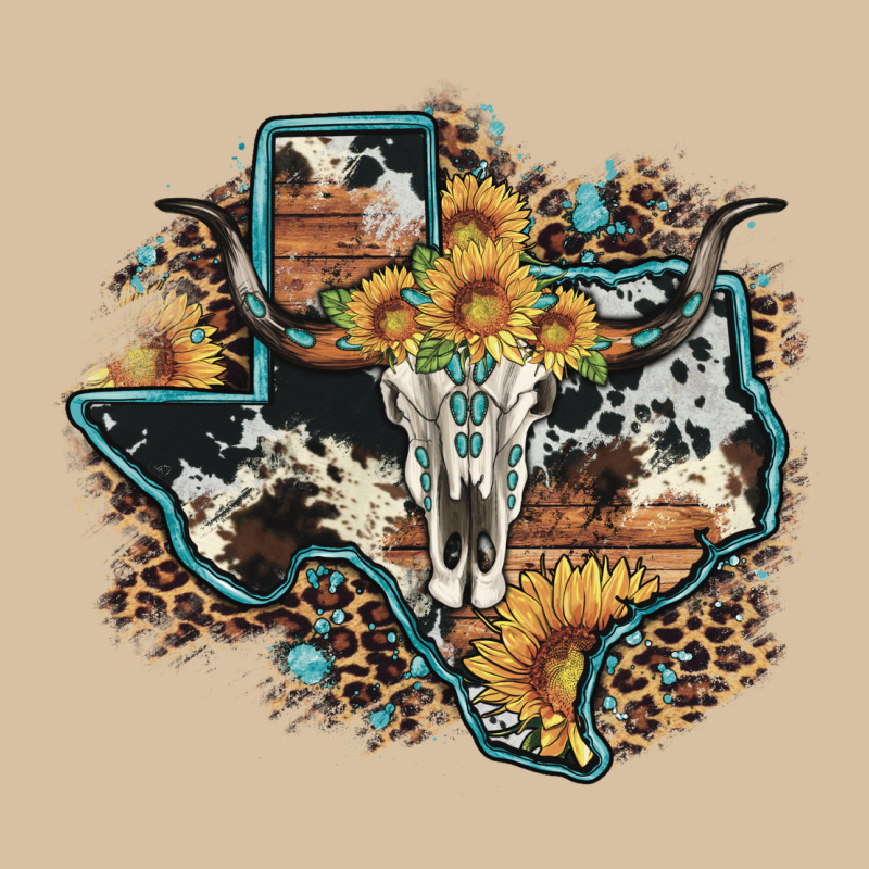 Bull Skull Leopard Cowhide Sunflower Texas Map Heavyweight Hoodie by Artiststas | Teevron