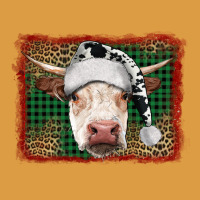 Merry Christmas Hereford Cow With Background Urban Heavy Tee | Teevron