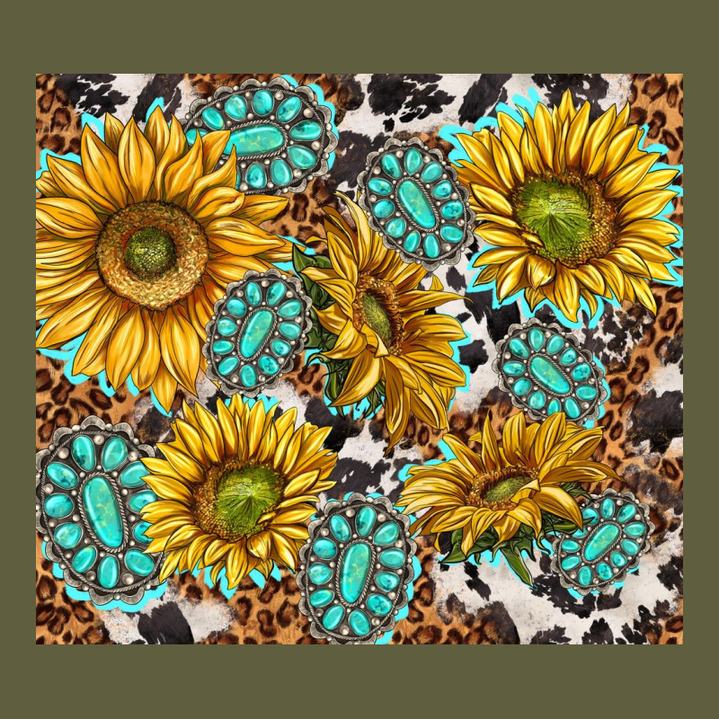 Turquoise Sunflowers With Gemstones Vintage Tee by TumblerDesignByShophia | Teevron