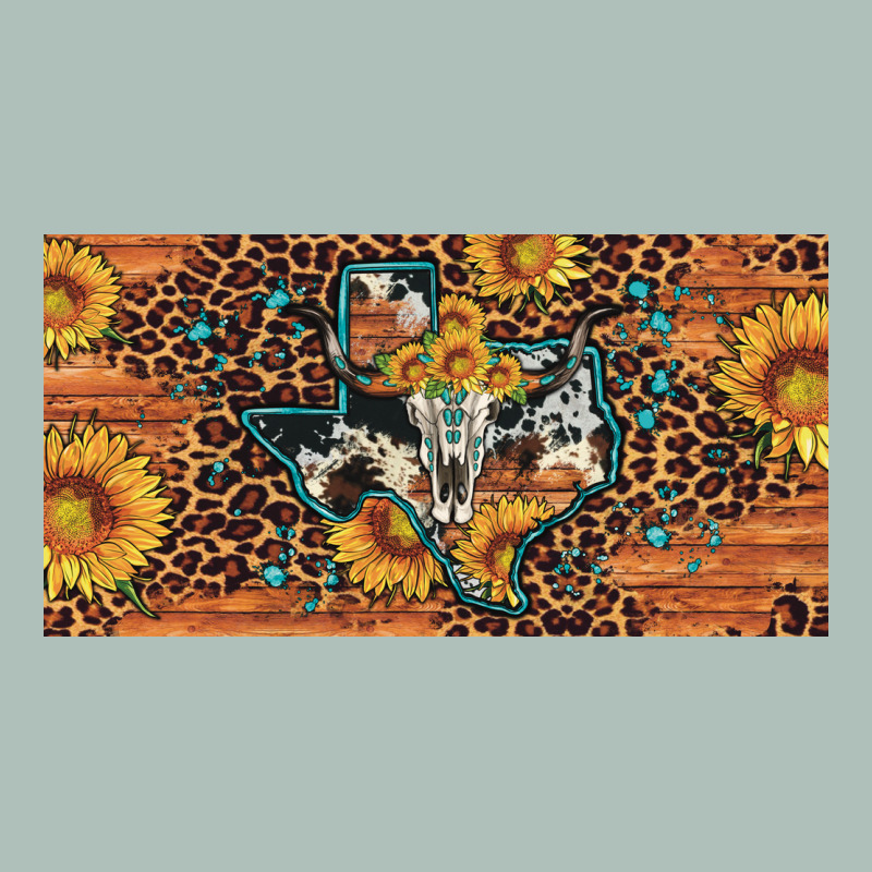 Texas Map Bull Skull Sunflower Leopard Licence Plate Heavyweight Hoodie by Artiststas | Teevron