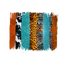 Western Leopard Glitter Aztec Cowhide Pattern Brushstroke Premium Tee | Teevron