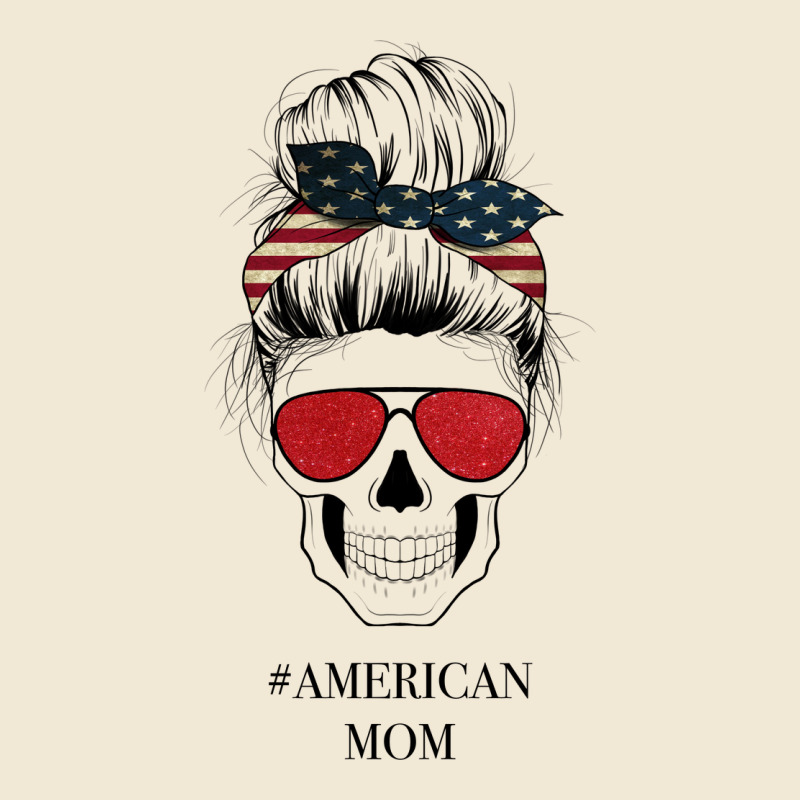 Glitter American Flag Patterned American Mom Skull Premium Tee by Bettercallsaul | Teevron
