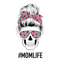 Pink Flower on Cyan Background Mom Skull | Teevron