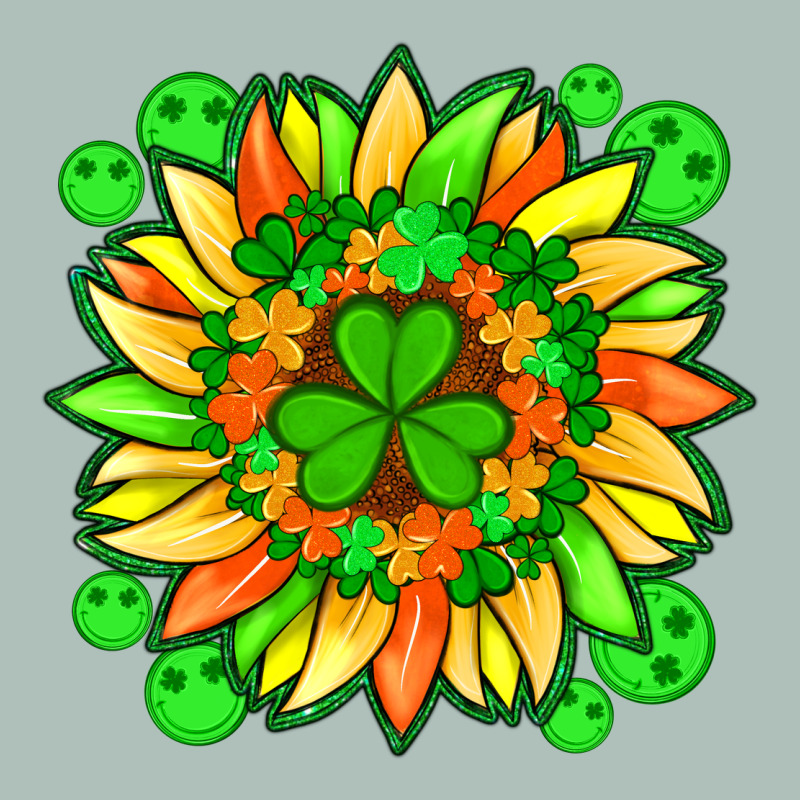 Sunflower With St Patricks Smiley Face And Shamrock With Glitter Heavyweight Hoodie by Artiststas | Teevron