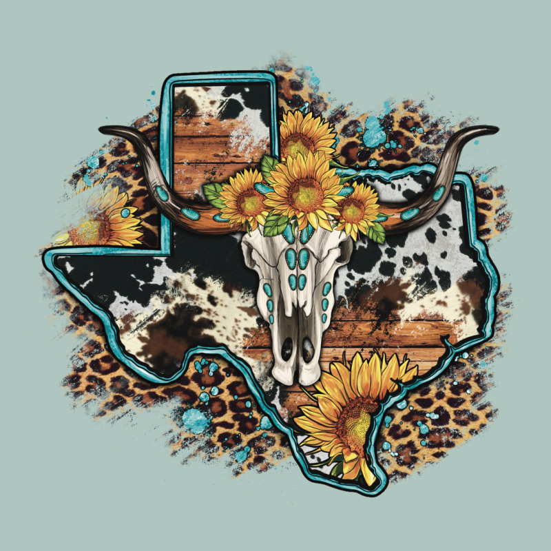 Bull Skull Leopard Cowhide Sunflower Texas Map Premium Sweatshirt by Artiststas | Teevron