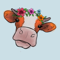 Cow With Flowers Ladies Tee | Teevron