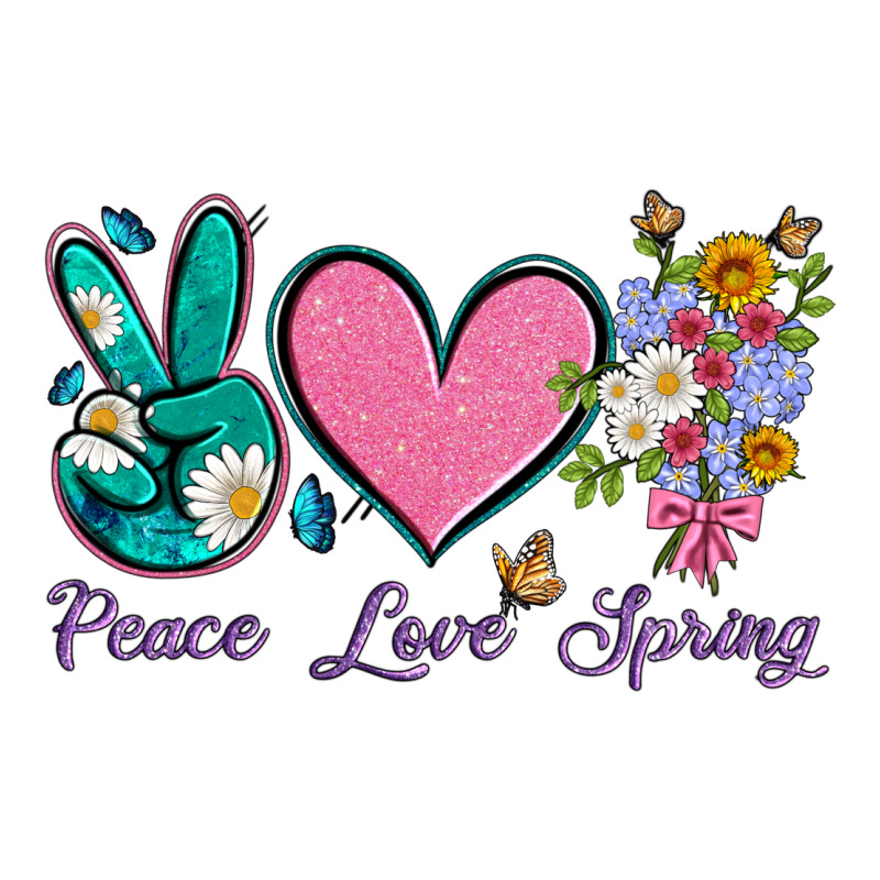 Peace Love Springwith Flowers And Butterfly Heavyweight Hoodie by Artiststas | Teevron