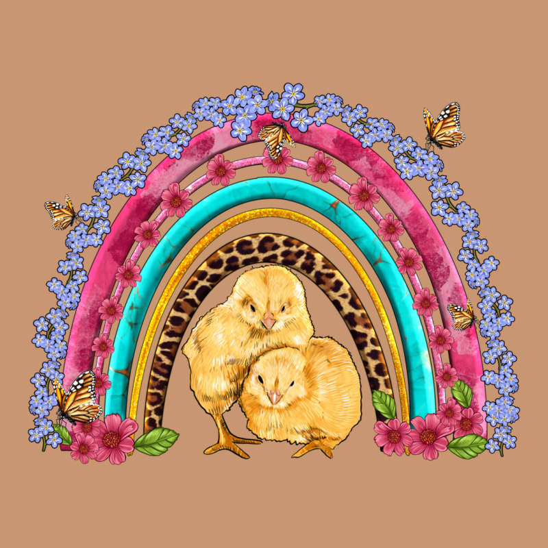 Easter Flowers And Butterfly With Chicks Rainbow Heavyweight Hoodie by Artiststas | Teevron