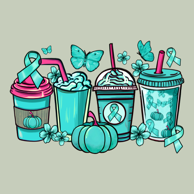 Ovarian Cancer Coffee Cups Teal Ribbon Classic Tee by NancyCooperArtShop | Teevron