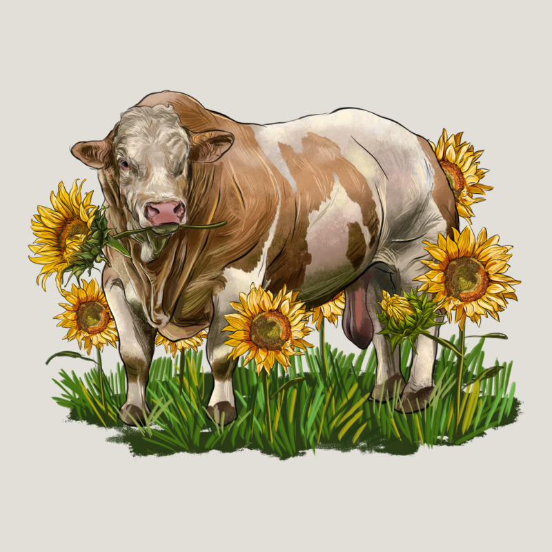 Simmental Bull With Sunflowers Heavy Core Tee by LillyAllenDesigns | Teevron