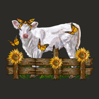 Charolais Calf With Sunflowers Heavy Core Tee | Teevron
