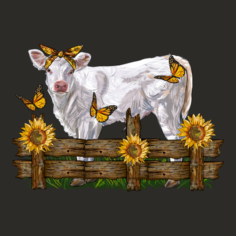 Charolais Calf With Sunflowers Heavy Core Tee by LillyAllenDesigns | Teevron