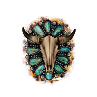 Western Gemstone Bull Skull Premium Tee | Teevron