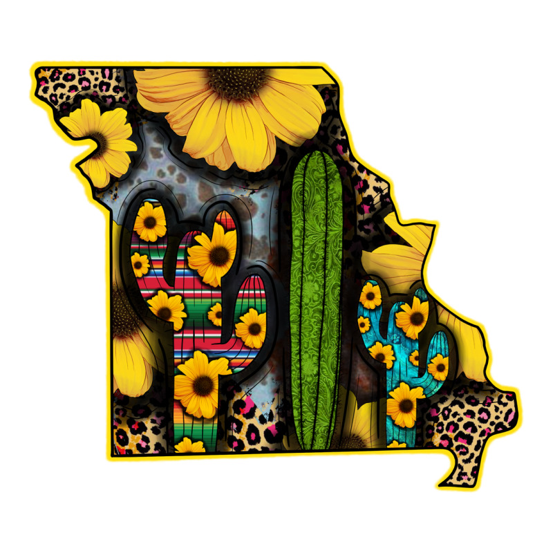 Western Missouri Map Sunflower And Cactus Pattern Premium Tee by Bettercallsaul | Teevron