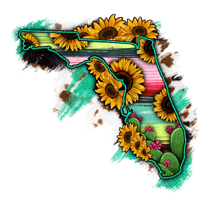 Florida Map With Sunflower And Serape Cactus Premium Tee by Bettercallsaul | Teevron