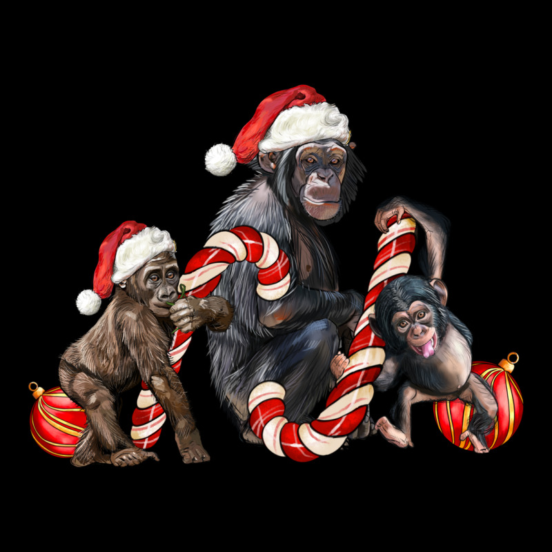 Christmas Chimpanzee And Gorilla Heavy Core Tee by LillyAllenDesigns | Teevron