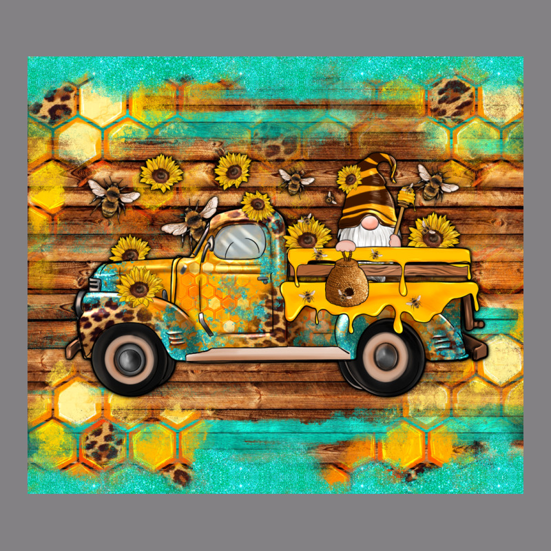Western Bee Gnomes Truck Honeycomb  Leopard Turquoise Wooden Serape Heavyweight Hoodie by Artiststas | Teevron
