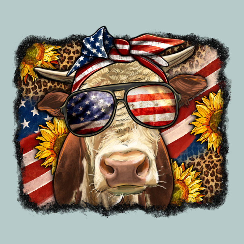 Western 4th Of July Cow Background Heavy Core Tee by LillyAllenDesigns | Teevron