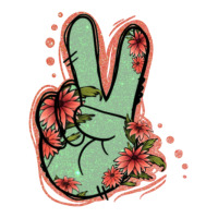 Green Glitter Floral Peace Sign | Teevron