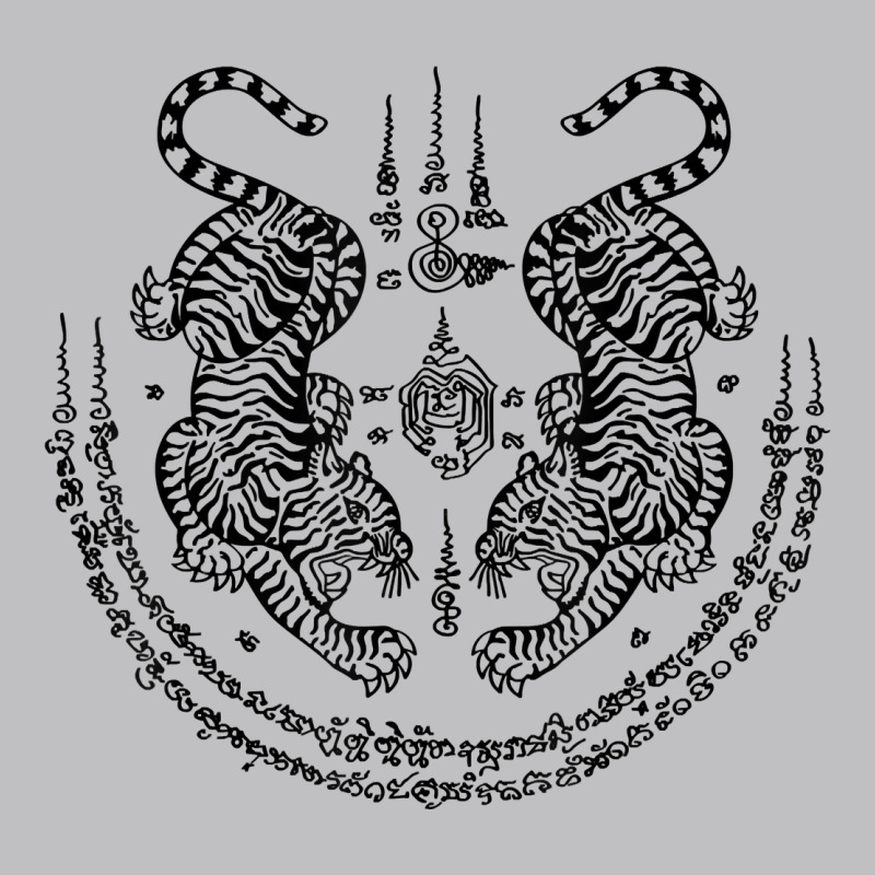 Sak Yant Thai Tattoo Twin Tiger Muay Magical Thailand Gifts T Shirt Long Sleeve Tee by minhPixels | Teevron