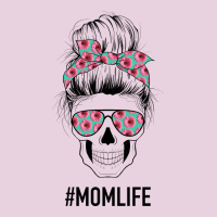 Pink Flower On Cyan Background Mom Skull Ladies Tee | Teevron