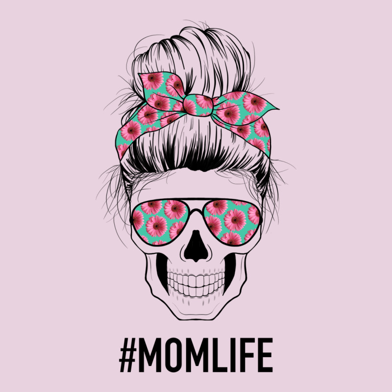 Pink Flower On Cyan Background Mom Skull Ladies Tee by Bettercallsaul | Teevron