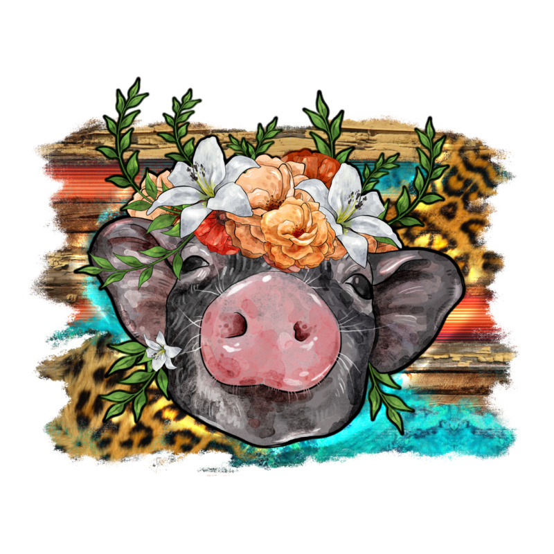 Baby Pig With Floral And Western Background Premium Tee by BarkalooDesign | Teevron