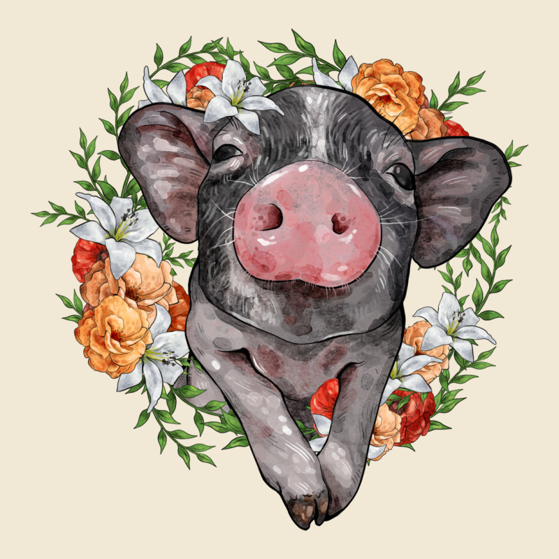 Baby Pig Floral Wreath Premium Tee by BarkalooDesign | Teevron