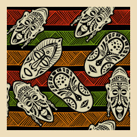 African Mask Seamless Pattern Premium Hoodie | Teevron