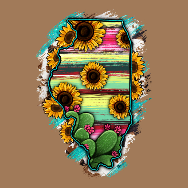 Illinois Map Sunflower Cactus Serape Classic Tee by RanaPortraitStore | Teevron