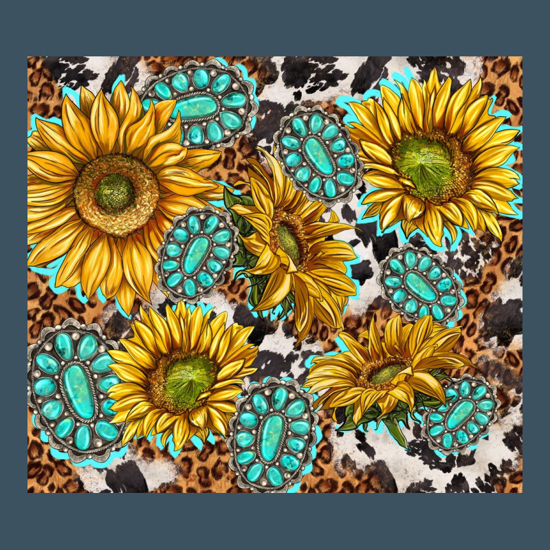 Turquoise Sunflowers With Gemstones Urban Heavy Tee by TumblerDesignByShophia | Teevron