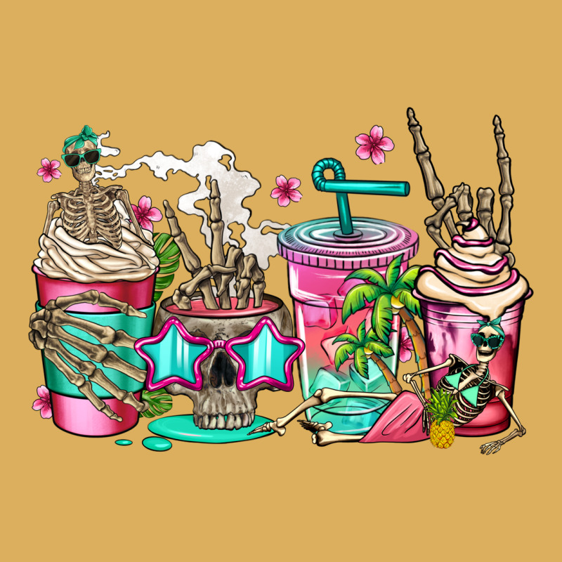 Skeleton Summer Coffee Cups Premium Hoodie by Jasminsmagicworld | Teevron