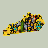 Kentucky Map Western Sunflower Pattern Ladies Tee | Teevron