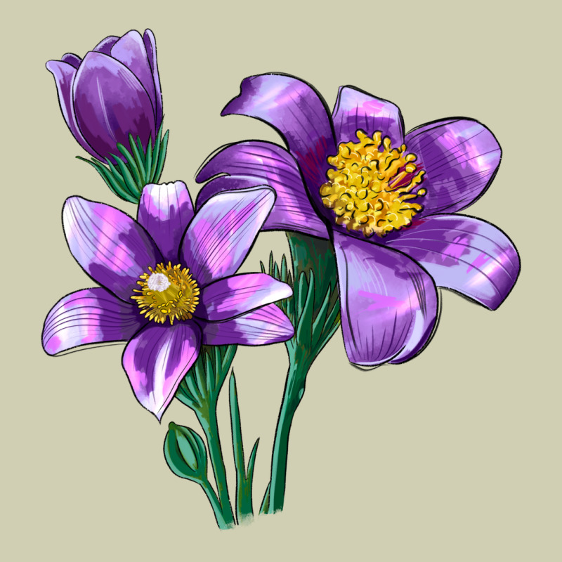 Pasque Flower Illustrations Heavy Core Tee by LillyAllenDesigns | Teevron