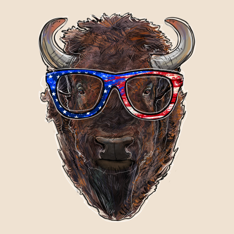 Bison With American Flag Glasses Urban Heavy Tee by RanaPortraitStore | Teevron