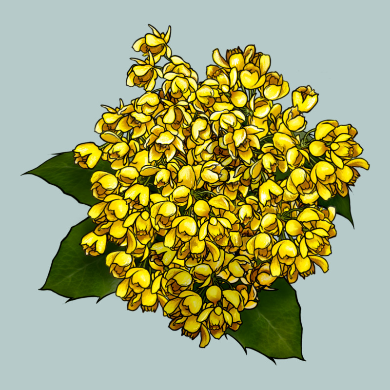 Oregon Grape Flower Illustrations Heavy Core Tee by LillyAllenDesigns | Teevron
