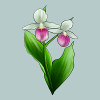 Pink And White Lady's Slipper Flower Heavy Core Tee | Teevron