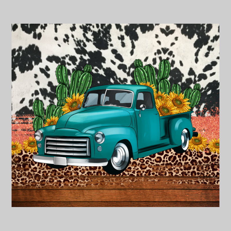 Western Farm Truck Cactus And Sunflowers Premium Tee by Jasminsmagicworld | Teevron