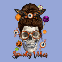 Spooky Vibes Skull Messy Bun Classic Tee | Teevron